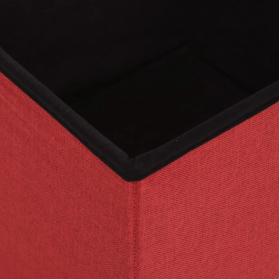 Tabouret de rangement pliable Rouge bordeaux Faux lin - 6
