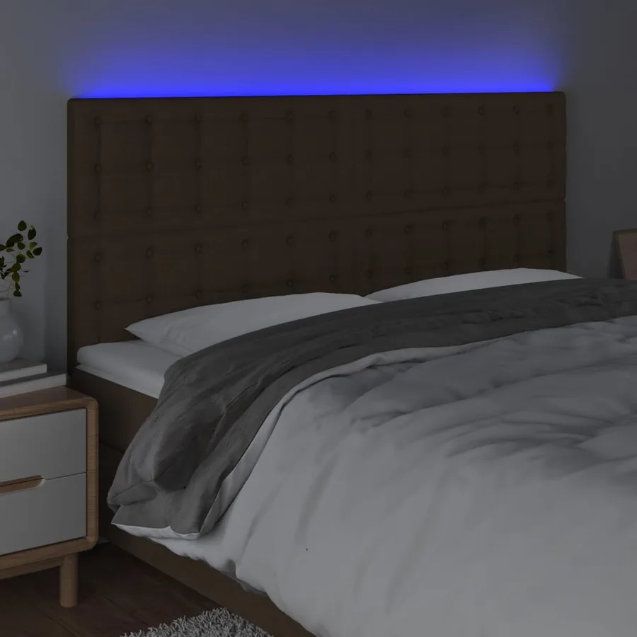 Tête de lit à LED Marron foncé 180x5x118/128 cm Tissu - 3