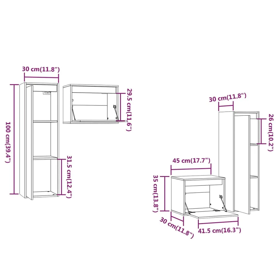 Meubles TV 4 pcs Marron miel Bois massif de pin - 9