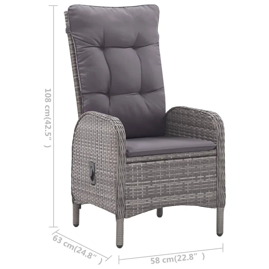 Ensemble à manger de jardin 3 pcs Gris - 12