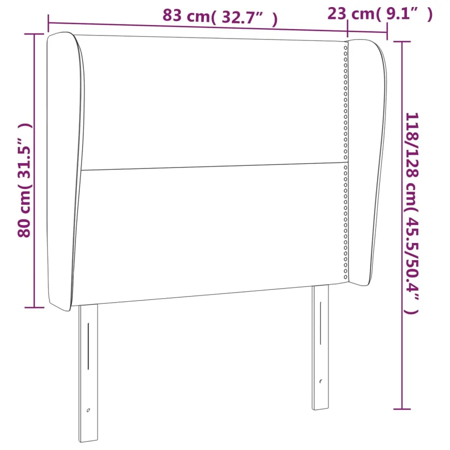 Tête de lit avec oreilles Noir 83x23x118/128 cm Velours - 9