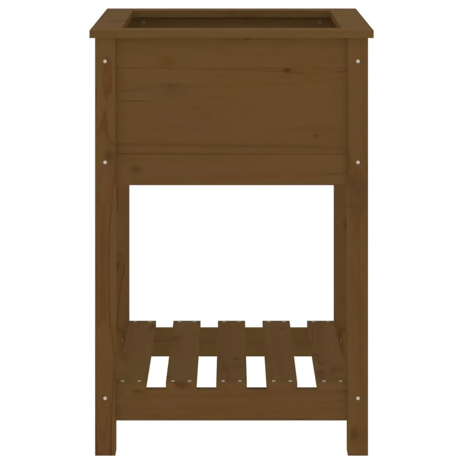 Jardinière avec étagère Marron miel 54x54x81 cm Bois de pin - 5