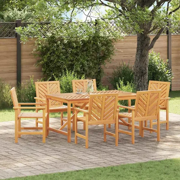 Ensemble de salle à manger pour jardin 7 pc Marron