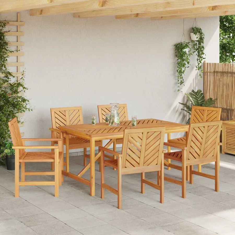 Ensemble de salle à manger pour jardin 7 pc Marron - 4
