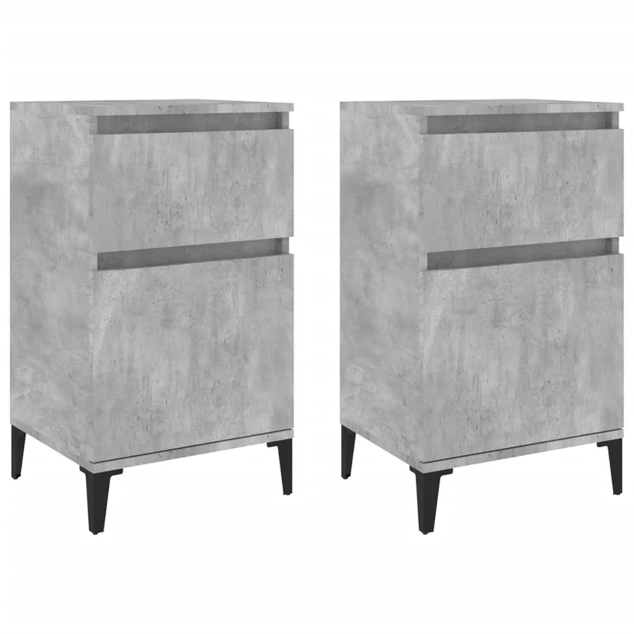 Tables de chevet 2 pcs gris béton 40x35x70 cm - 2