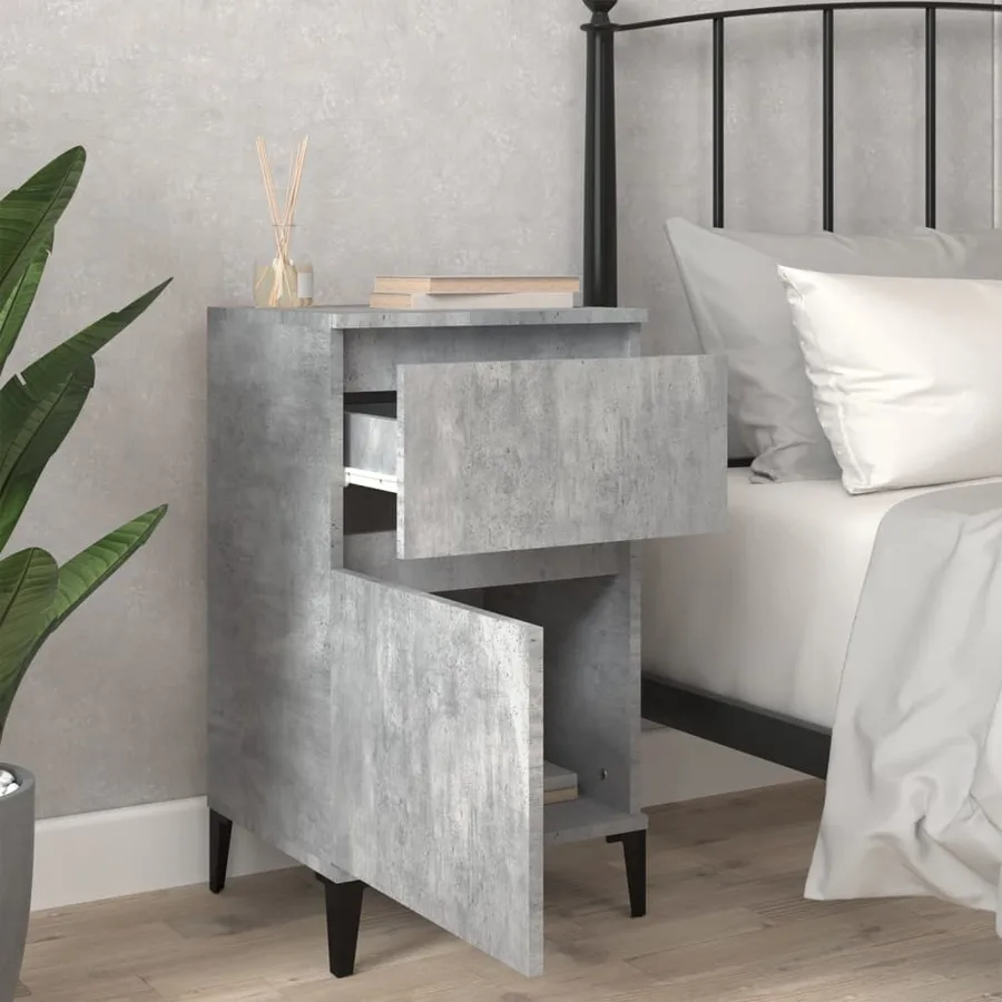 Tables de chevet 2 pcs gris béton 40x35x70 cm - 3