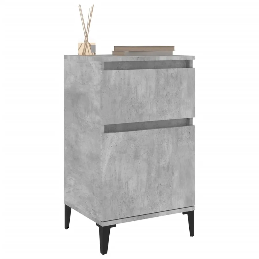 Tables de chevet 2 pcs gris béton 40x35x70 cm - 4