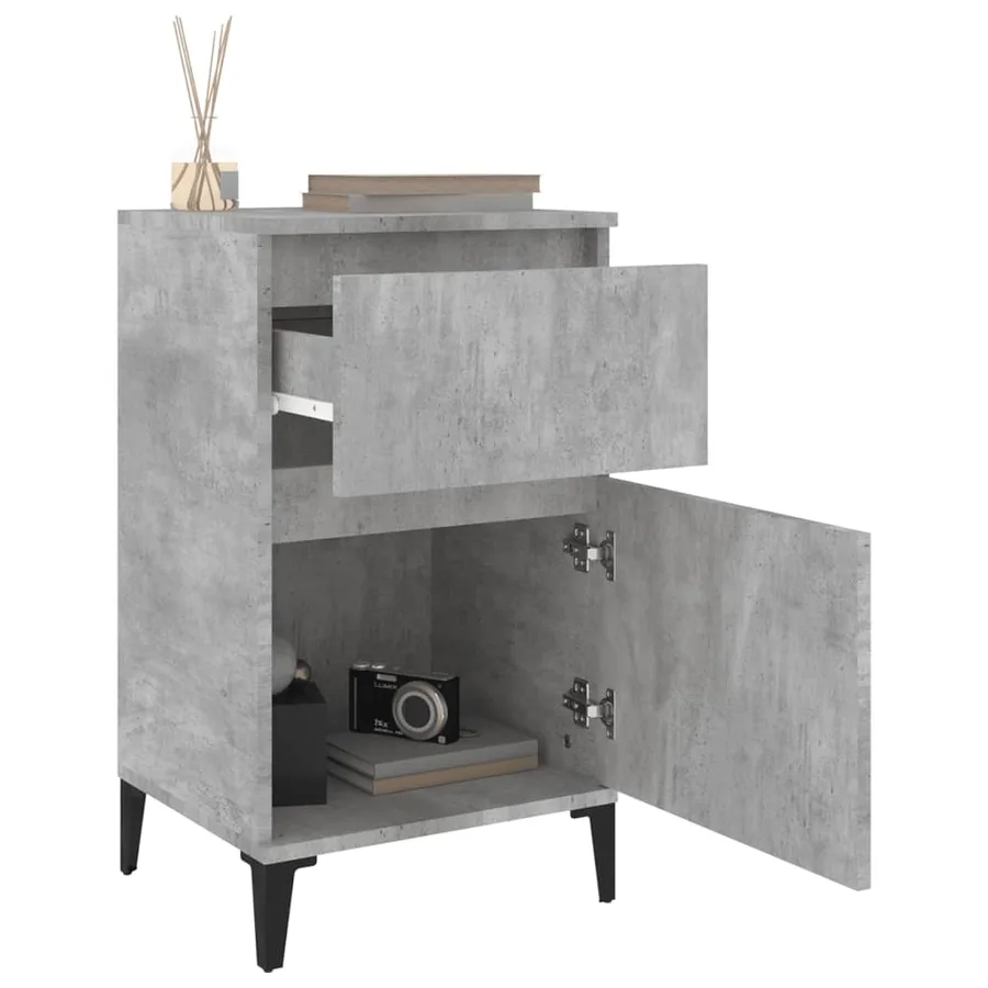 Tables de chevet 2 pcs gris béton 40x35x70 cm - 5
