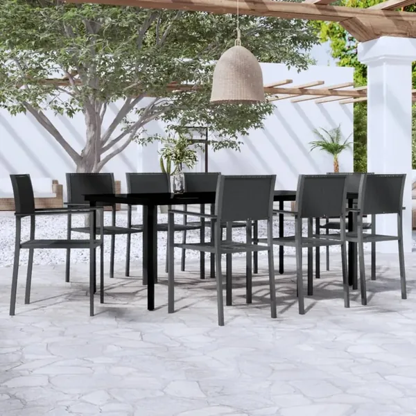 Ensemble à manger de jardin 9 pcs Noir
