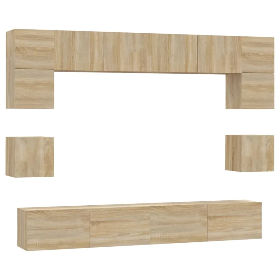 Ensemble de meubles TV 8 pcs Chêne sonoma Bois d'ingénierie - 2