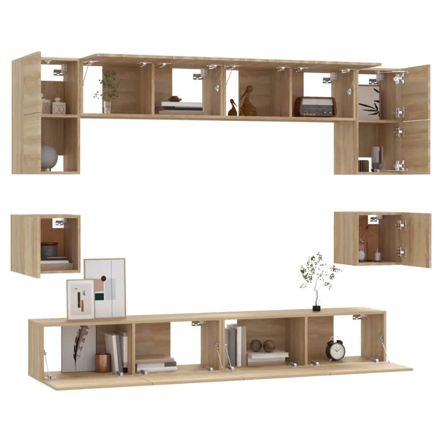 Ensemble de meubles TV 8 pcs Chêne sonoma Bois d'ingénierie - 4