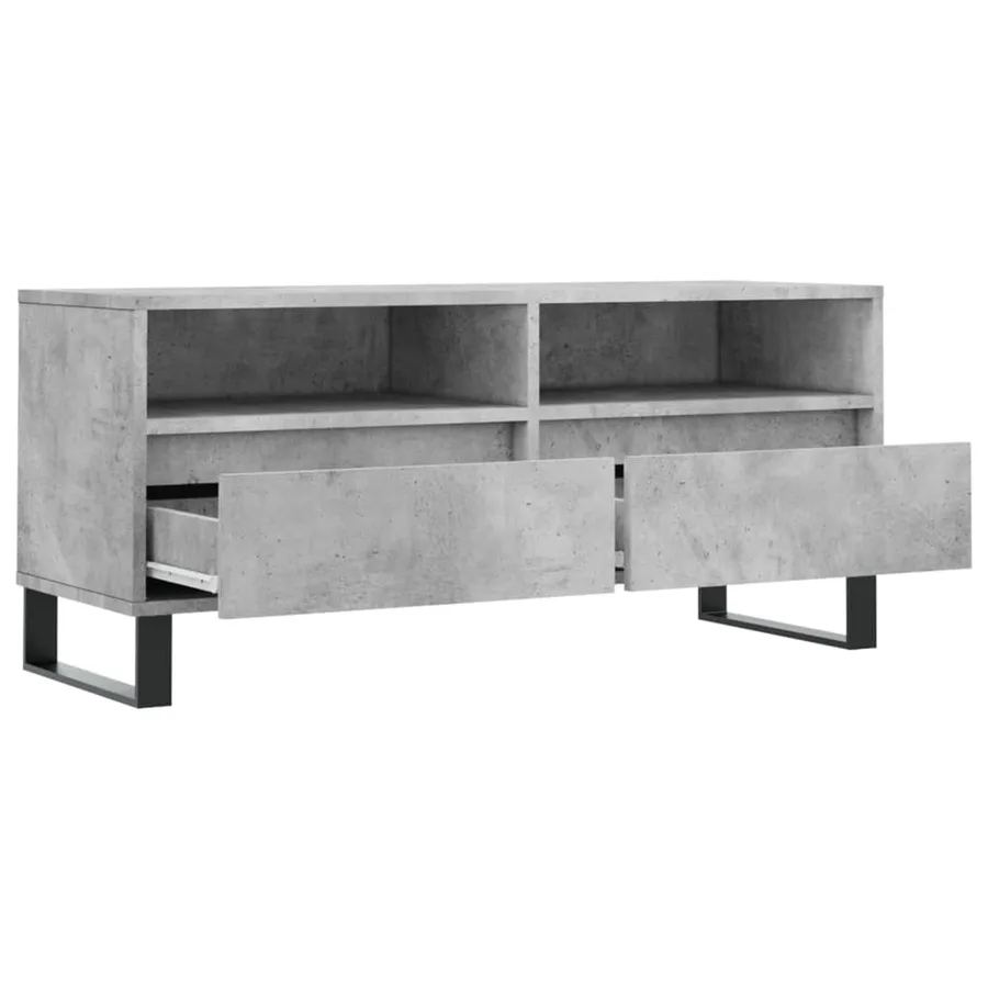 Meuble TV gris béton 100x34,5x44,5 cm bois d'ingénierie - 6