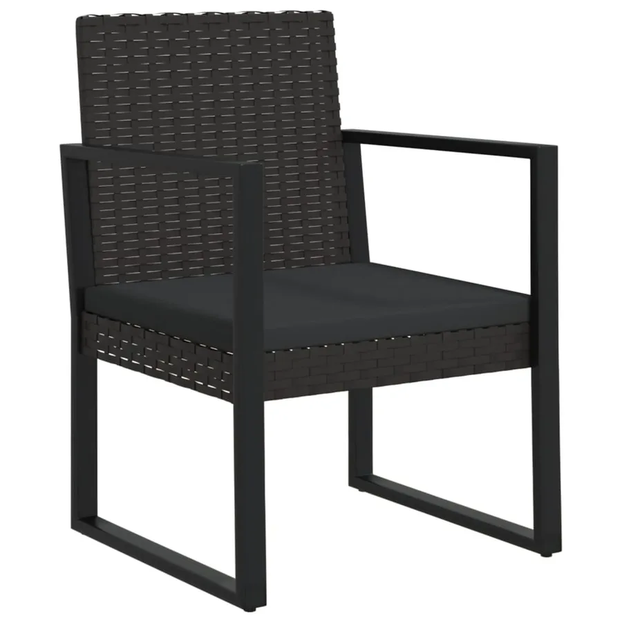 Fauteuil de jardin avec coussin Noir Résine tressée - 2