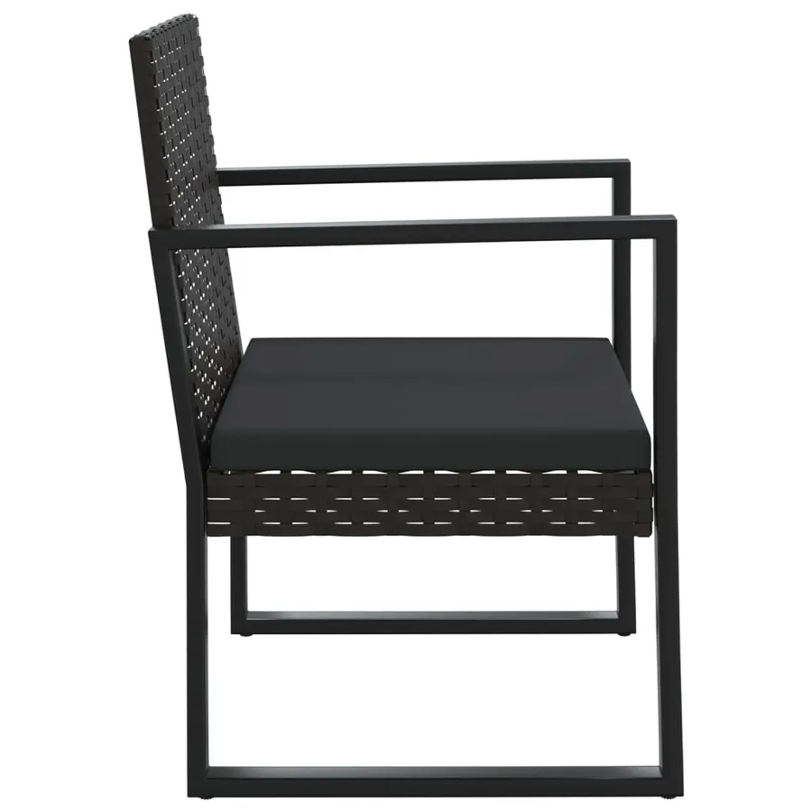 Fauteuil de jardin avec coussin Noir Résine tressée - 4