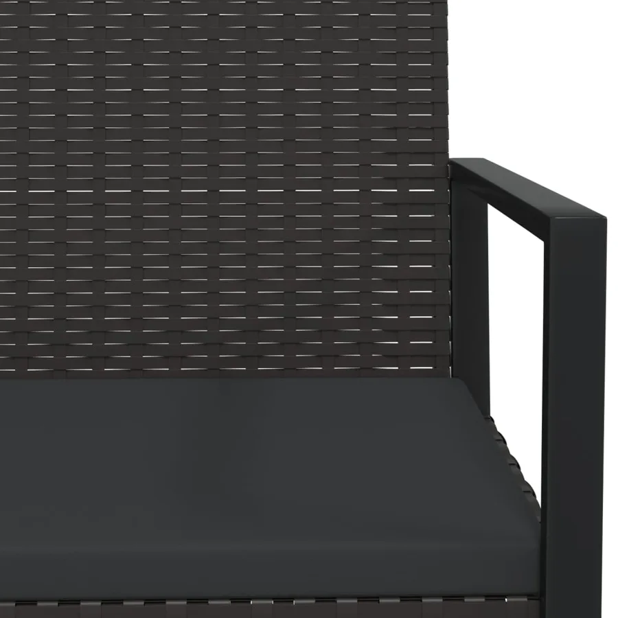 Fauteuil de jardin avec coussin Noir Résine tressée - 6