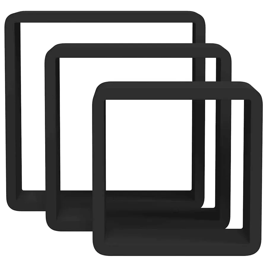 Étagères murales sous forme de cube 3 pcs Noir MDF - 5