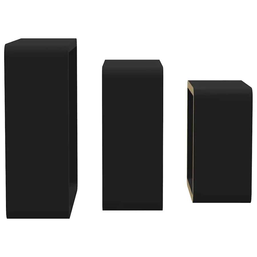 Étagères murales sous forme de cube 3 pcs Noir MDF - 6