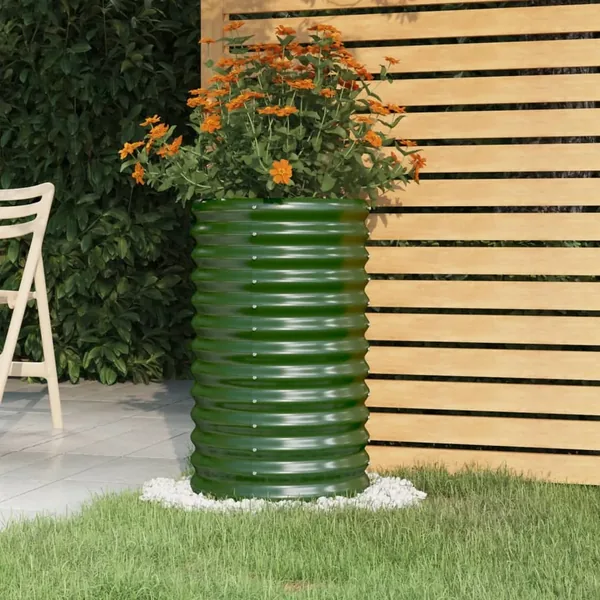 Jardinière de jardin Acier galvanisé 40x40x68 cm Vert