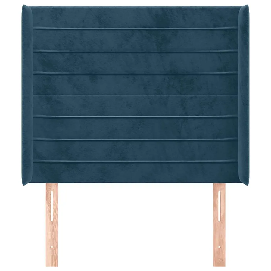 Tête de lit avec oreilles Bleu foncé 83x16x118/128 cm Velours - 3