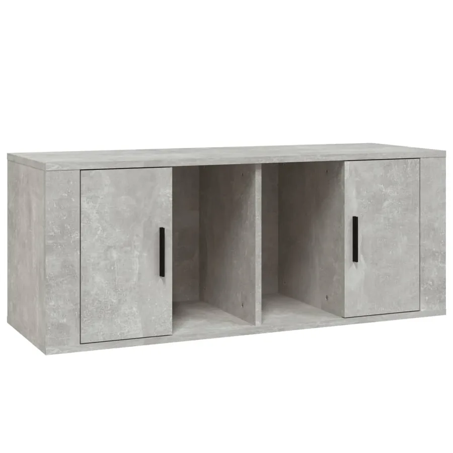 Meuble TV Gris béton 100x35x40 cm Bois d'ingénierie - 2