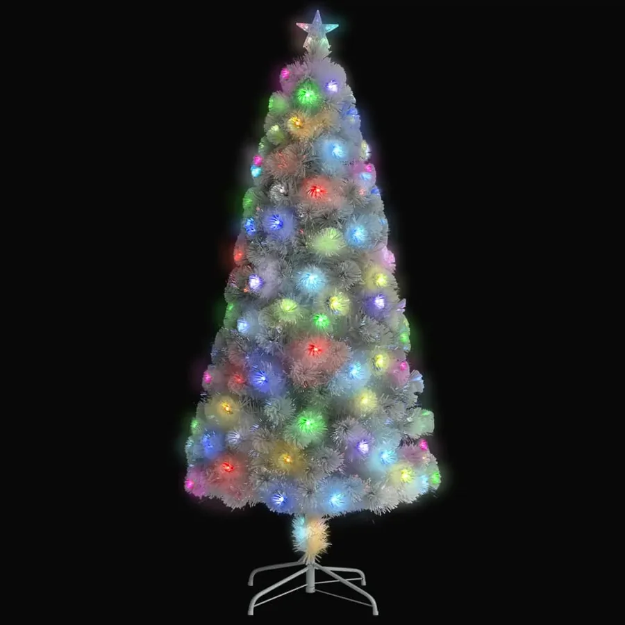 Arbre de Noël artificiel pré-éclairé blanc 150 cm fibre optique - 2