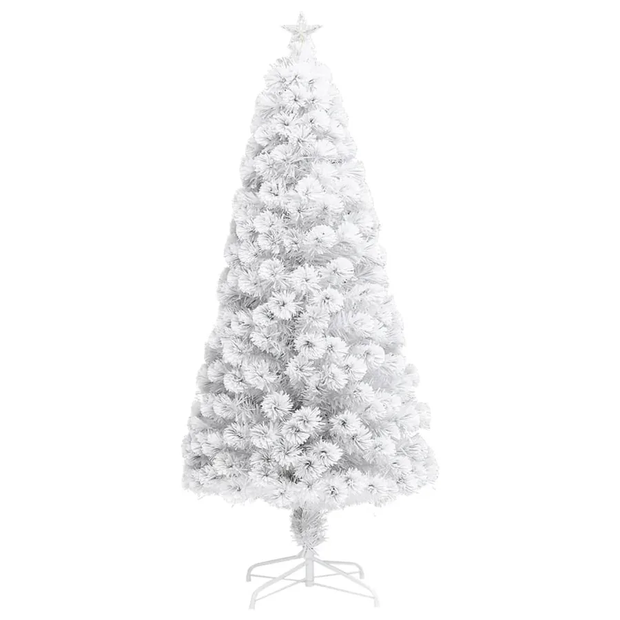 Arbre de Noël artificiel pré-éclairé blanc 150 cm fibre optique - 3