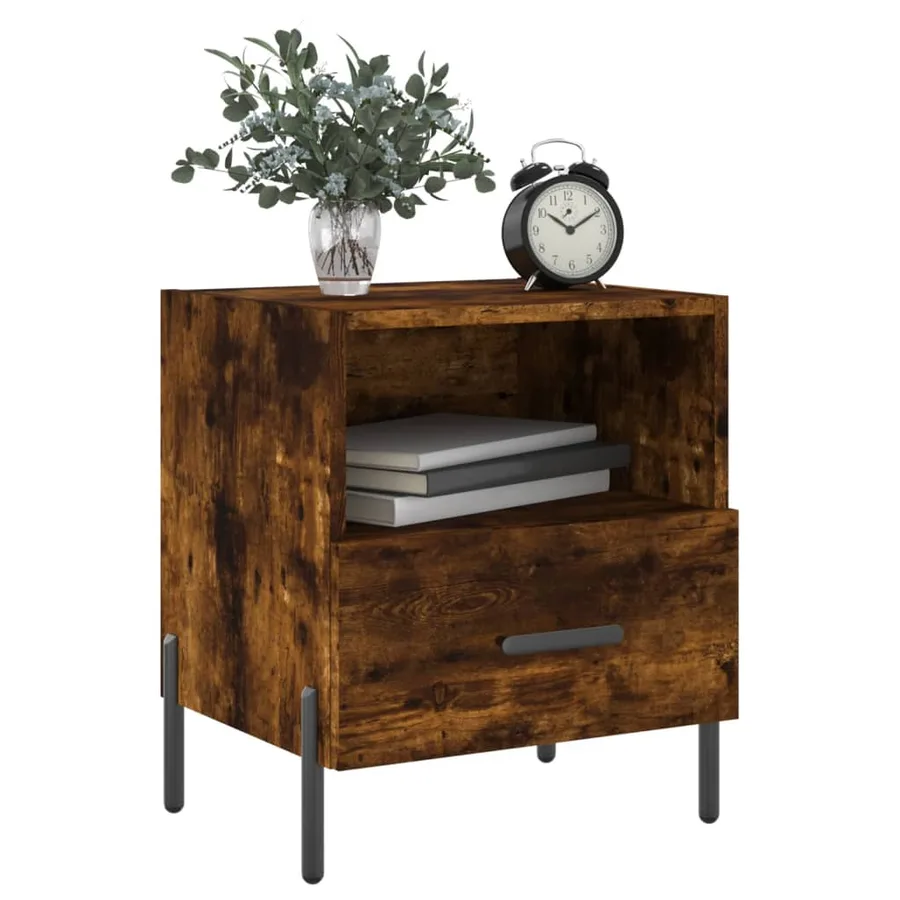 Tables de chevet 2pcs chêne fumé 40x35x47,5cm bois d’ingénierie - 4