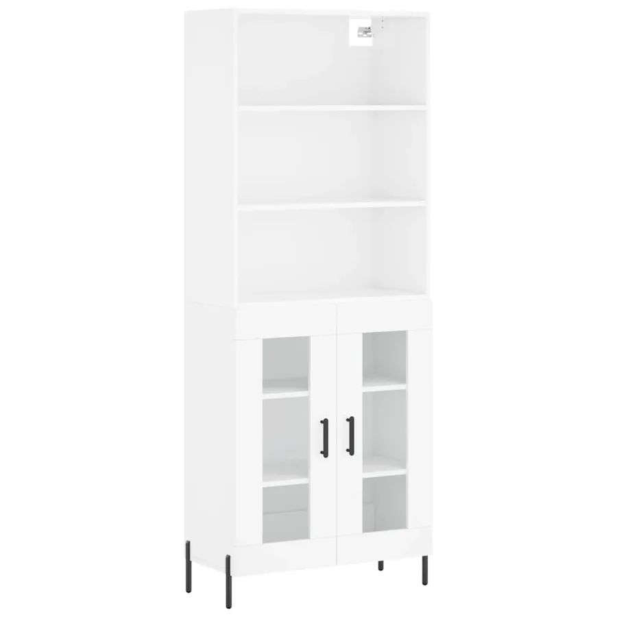 Buffet haut Blanc brillant 69,5x34x180 cm Bois d'ingénierie - 2