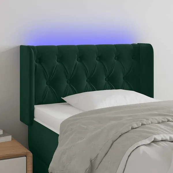 Tête de lit à LED Vert foncé 83x16x78/88 cm Velours