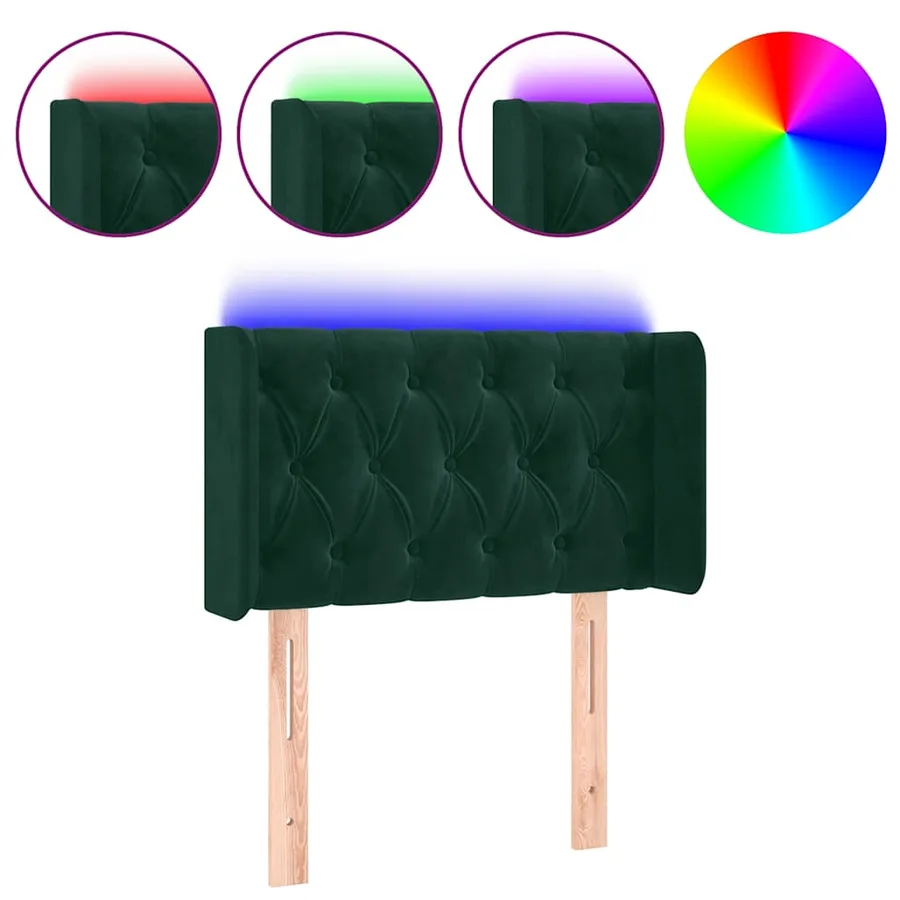 Tête de lit à LED Vert foncé 83x16x78/88 cm Velours - 2