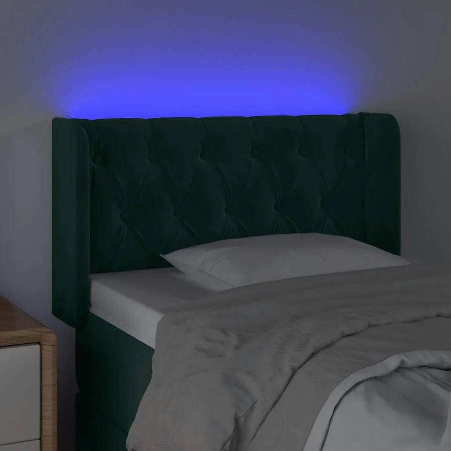 Tête de lit à LED Vert foncé 83x16x78/88 cm Velours - 4