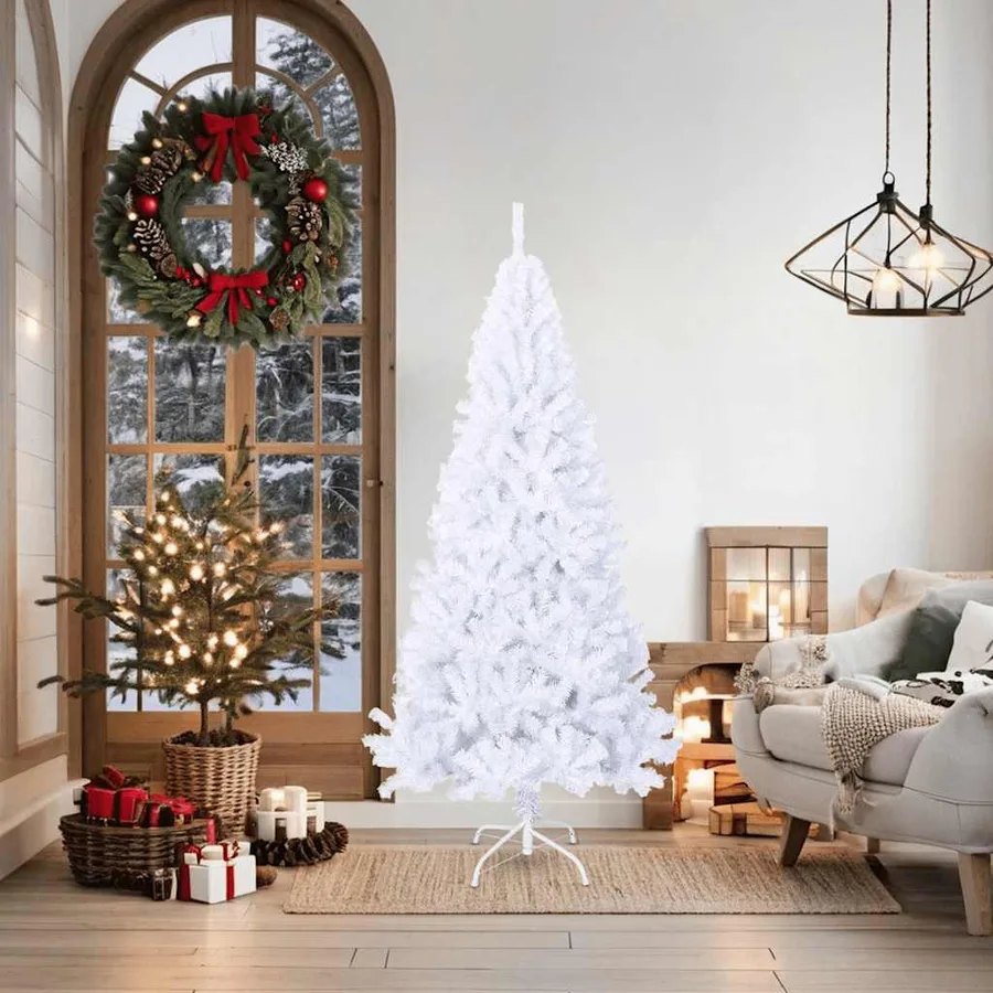 Arbre de Noël artificiel avec branches épaisses blanc 180cm PVC - 2