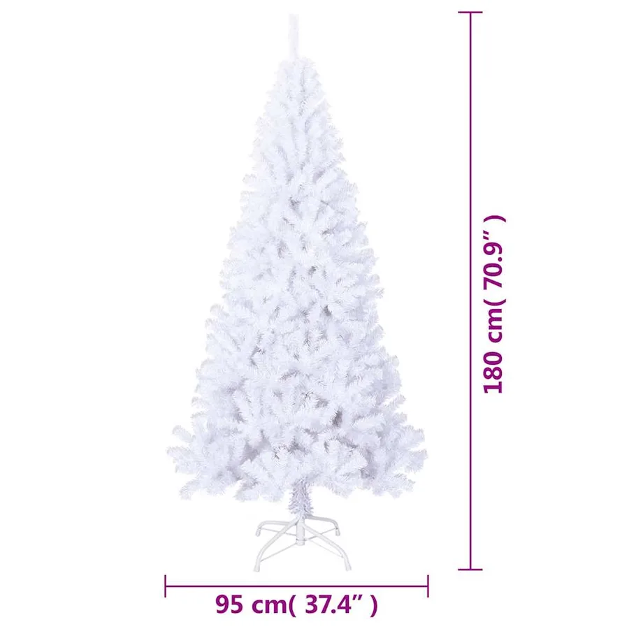 Arbre de Noël artificiel avec branches épaisses blanc 180cm PVC - 7