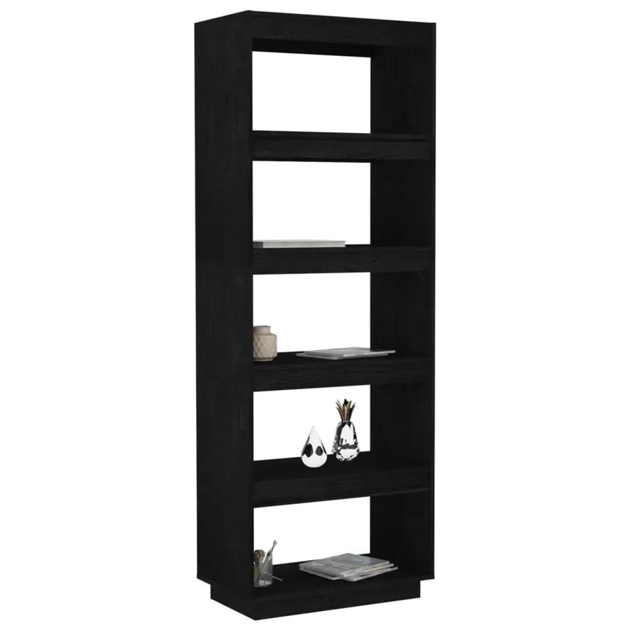 Bibliothèque/Séparateur de pièce Noir 60x35x167 cm Pin massif - 4