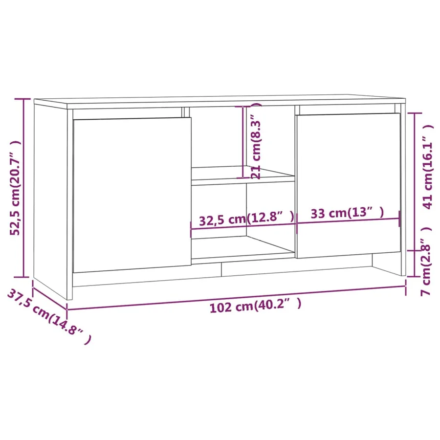 Meuble TV Gris béton 102x37,5x52,5 cm Bois d'ingénierie - 8