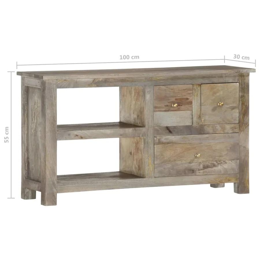 Meuble TV 100x30x55 cm Bois de manguier massif - 7