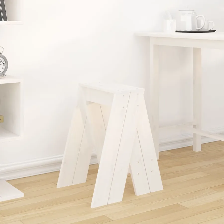 Tabourets lot de 2 blanc 40x40x60 cm bois massif de pin - 3