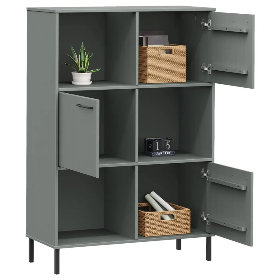 Bibliothèque avec pieds en métal Gris 90x35x128,5 cm Bois OSLO - 3