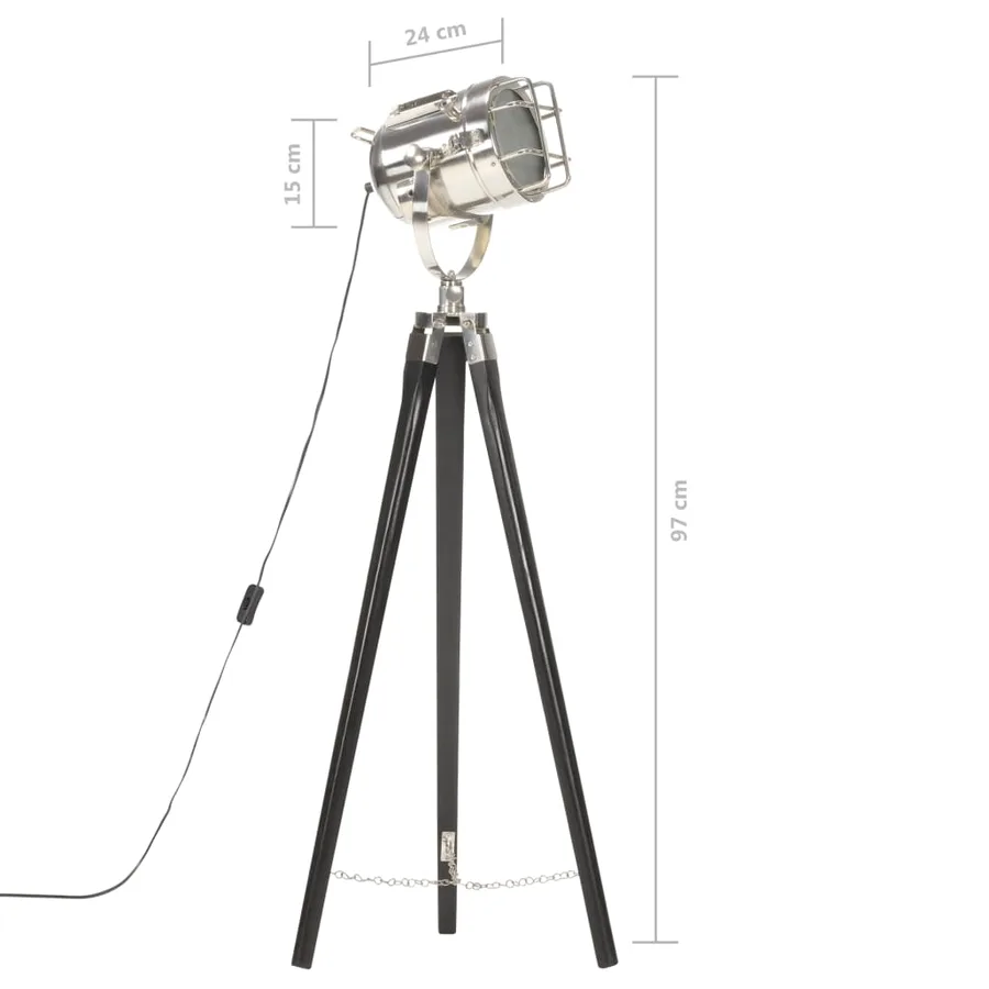Lampadaire à trépied Noir Bois de manguier massif 97 cm - 14
