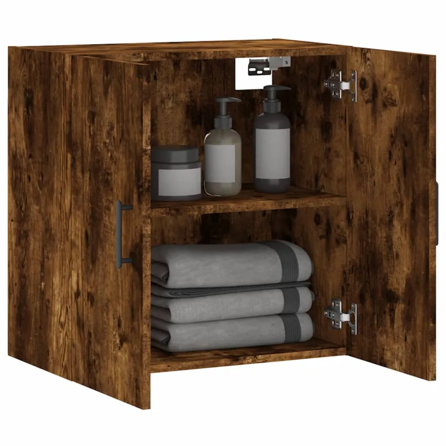 Armoire murale chêne fumé 60x31x60 cm bois d'ingénierie - 4