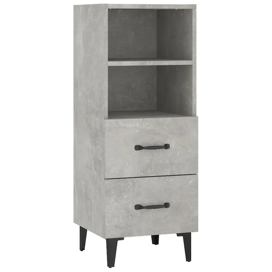 Buffet Gris béton 34,5x34x90 cm Bois d'ingénierie - 2