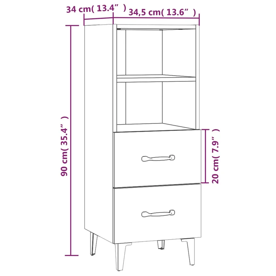 Buffet Gris béton 34,5x34x90 cm Bois d'ingénierie - 8