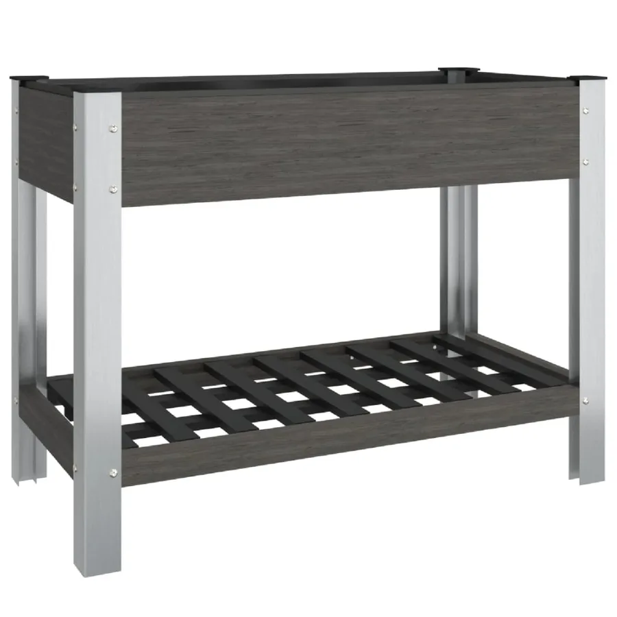 Lit surélevé de jardin avec étagère Gris 100x50x75 cm WPC - 2