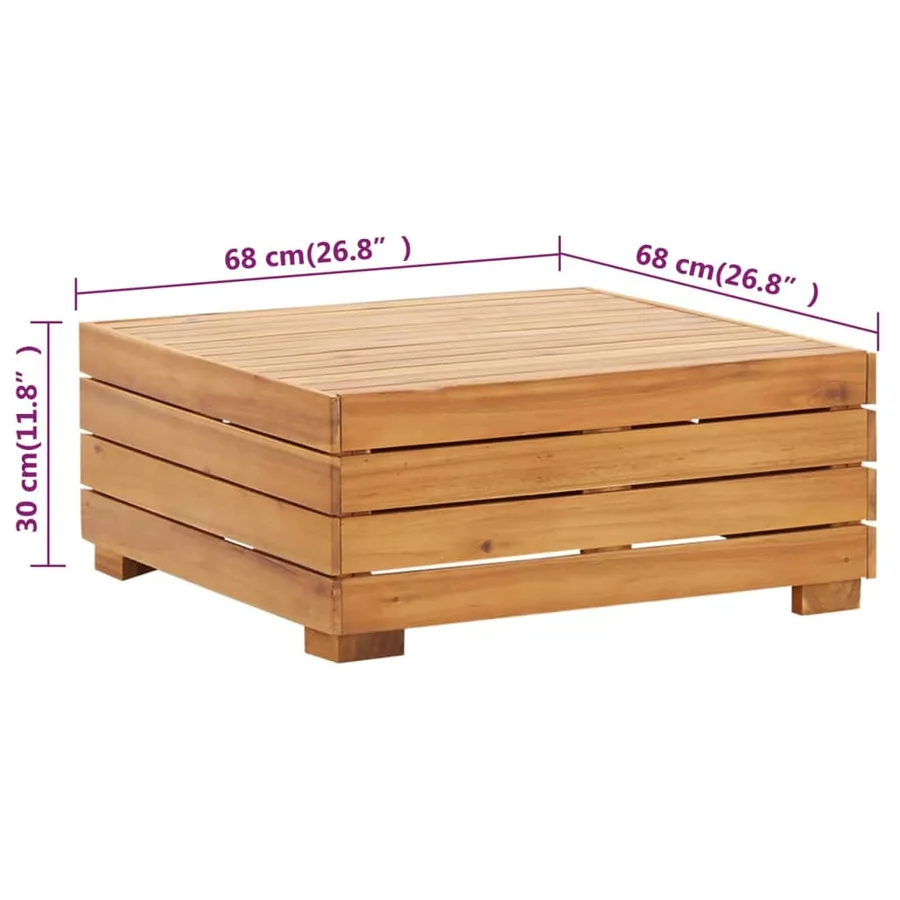Table et repose-pied de jardin et coussin Bois d'acacia massif - 7