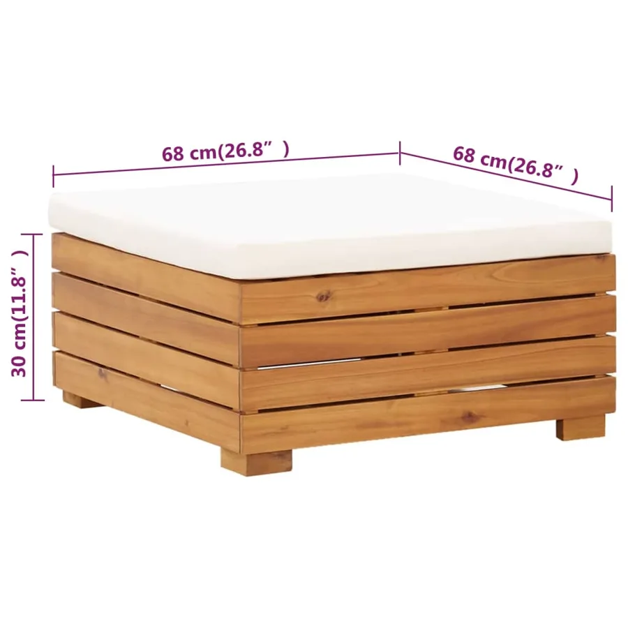 Table et repose-pied de jardin et coussin Bois d'acacia massif - 8