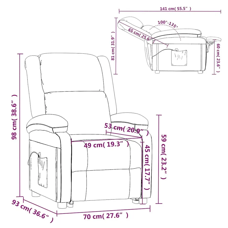 Fauteuil de massage Gris foncé Tissu - 11