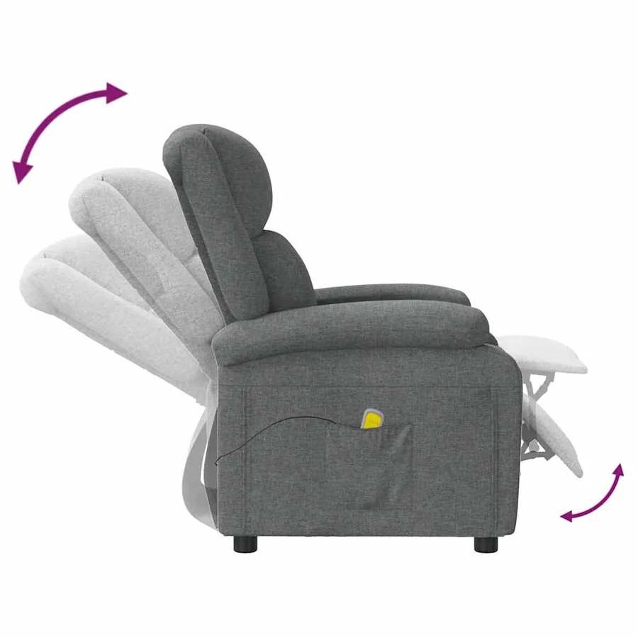 Fauteuil de massage Gris foncé Tissu - 6