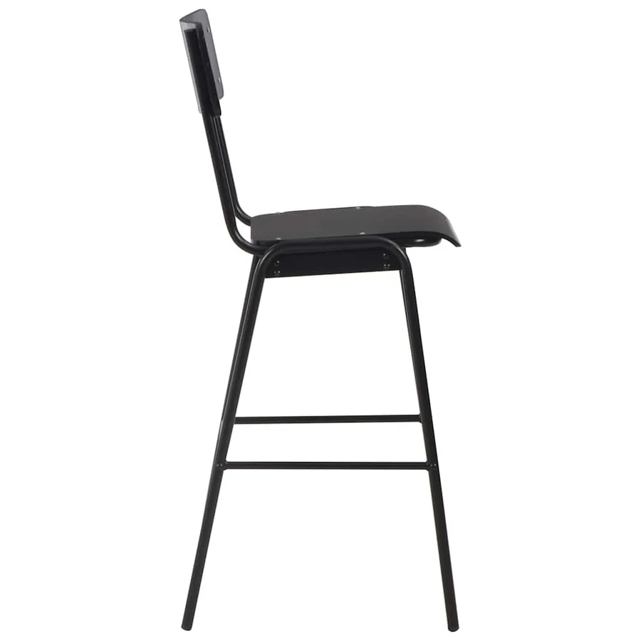 Chaises de bar lot de 2 noir contreplaqué solide et acier - 4