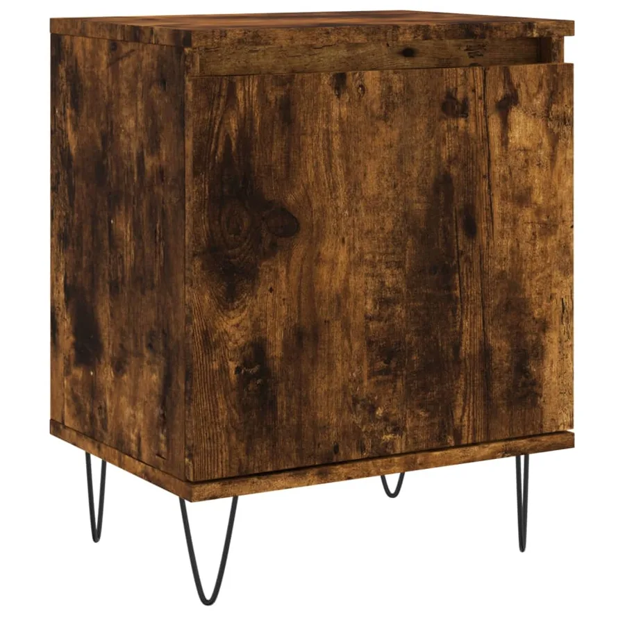 Table de chevet chêne fumé 40x30x50 cm bois d'ingénierie - 2