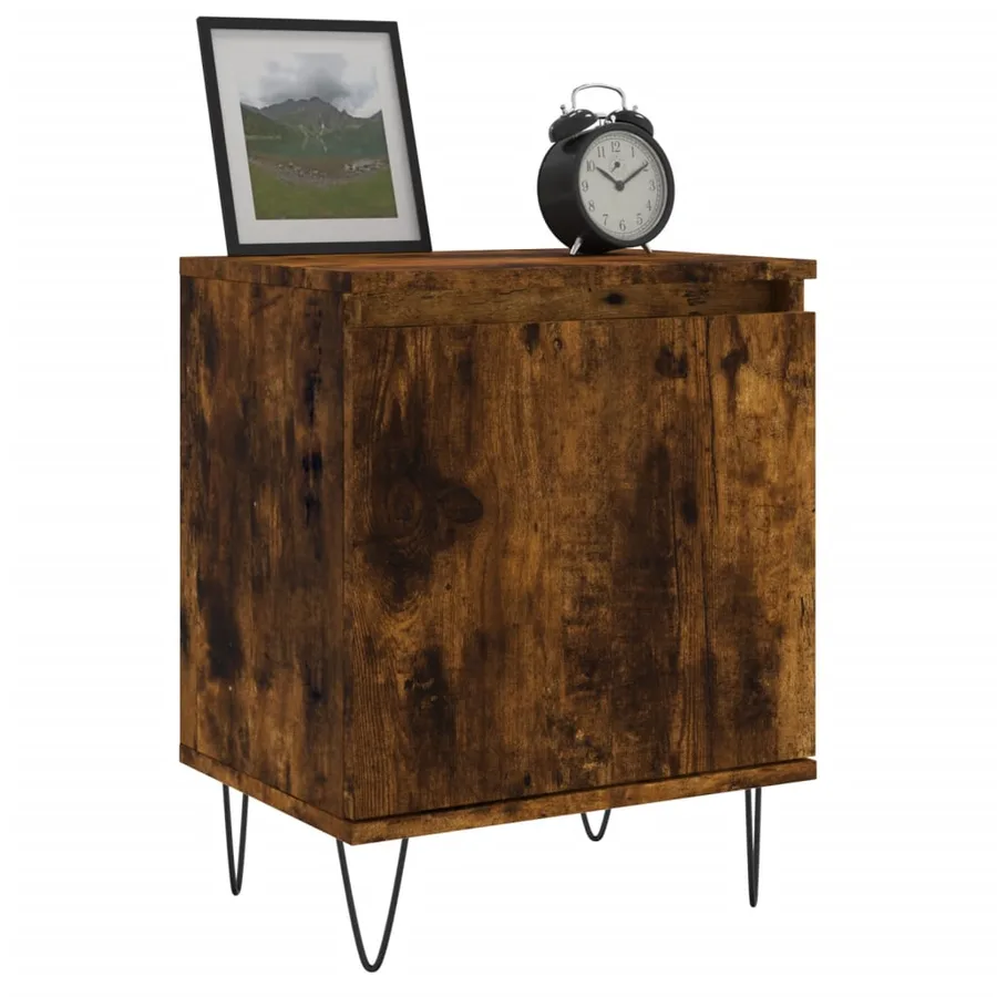 Table de chevet chêne fumé 40x30x50 cm bois d'ingénierie - 3